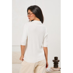 Sweter z kołnierzykiem polo i rękawem 3/4 | Hurt odzieży włoskiej online