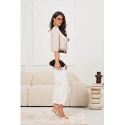 Eleganckie spodnie z wysokim stanem i paskiem | Hurtownia odzieży damskiej włoskiej