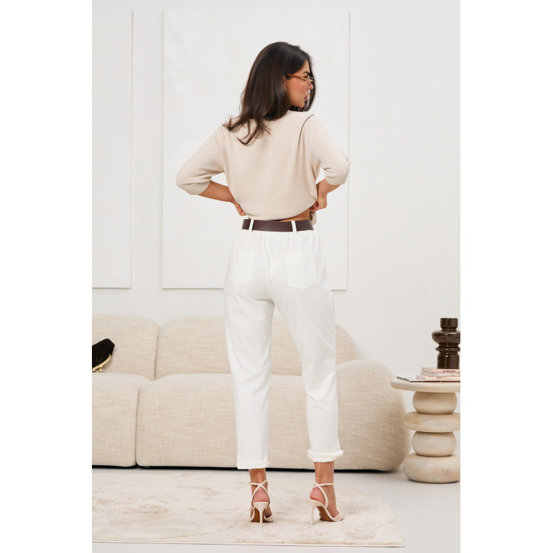 Eleganckie spodnie z wysokim stanem i paskiem | Hurtownia odzieży damskiej włoskiej