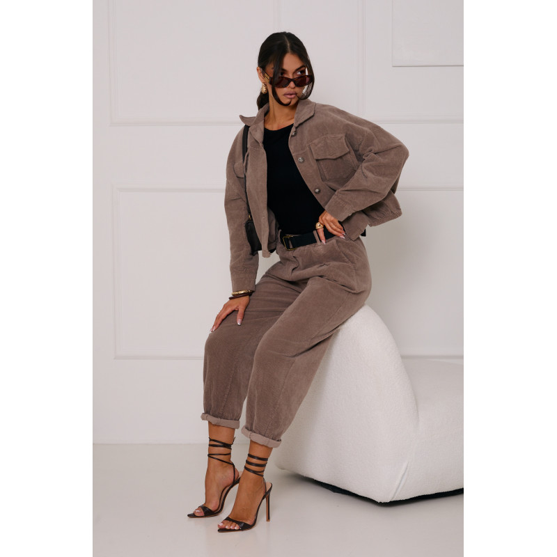 SZTRUKSOWA KURTKA OVERSIZE Z KIESZENIAMI