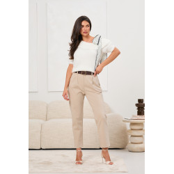 Eleganckie spodnie z wysokim stanem i paskiem | Hurtownia odzieży damskiej włoskiej