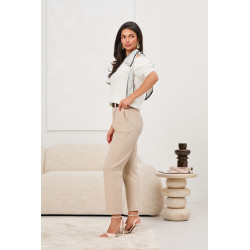 Eleganckie spodnie z wysokim stanem i paskiem | Hurtownia odzieży damskiej włoskiej