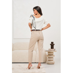 Eleganckie spodnie z wysokim stanem i paskiem | Hurtownia odzieży damskiej włoskiej