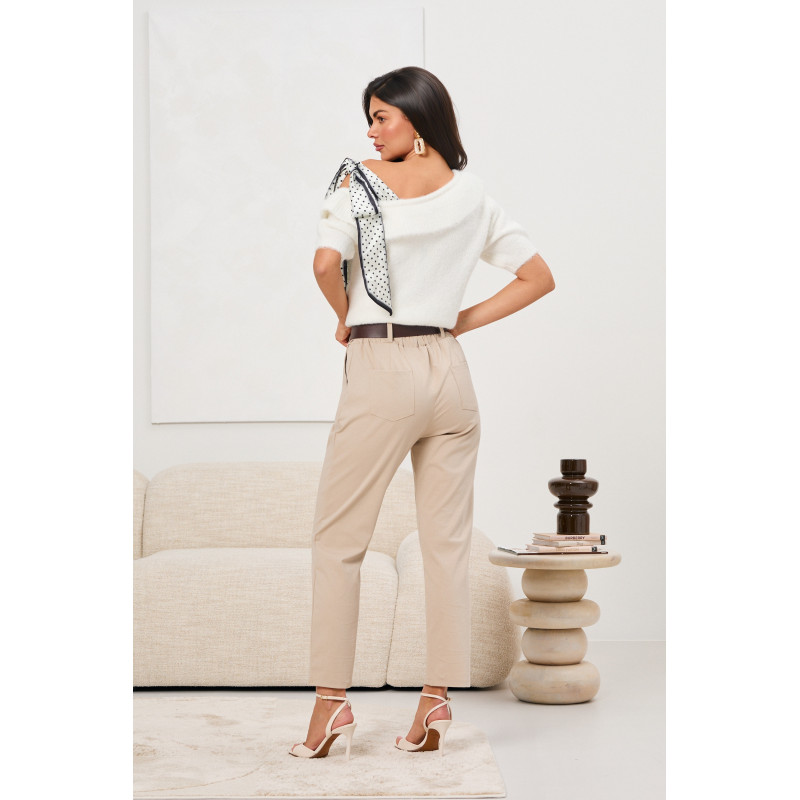 Eleganckie spodnie z wysokim stanem i paskiem | Hurtownia odzieży damskiej włoskiej