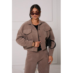 SZTRUKSOWA KURTKA OVERSIZE Z KIESZENIAMI