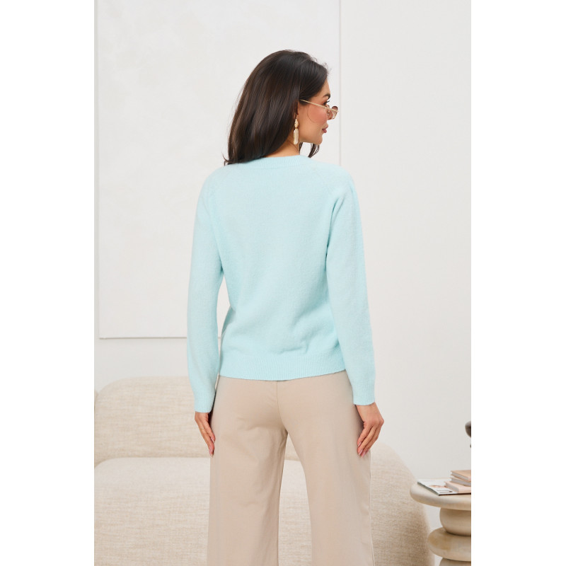 Dzianinowy sweter basic z długim rękawem | Hurtownia odzieży z Włoch