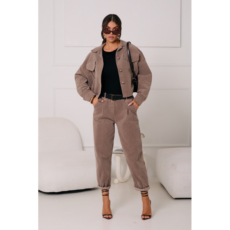 SZTRUKSOWE SPODNIE Z PASKIEM