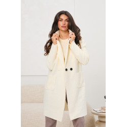 Płaszcz z tkaniny typu boucle z kieszeniami | Hurtownia odzieży z Włoch