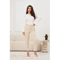 Spodnie cygaretki z ozdobnym paskiem | Hurtownia odzieży damskiej na sztuki