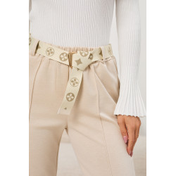 Spodnie cygaretki z ozdobnym paskiem | Hurtownia odzieży damskiej na sztuki