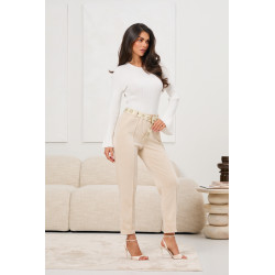 Spodnie cygaretki z ozdobnym paskiem | Hurtownia odzieży damskiej na sztuki