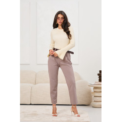 Eleganckie spodnie z wysokim stanem i paskiem | Hurtownia odzieży damskiej włoskiej