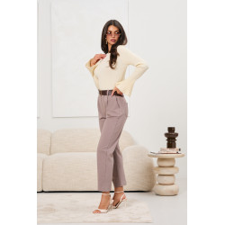 Eleganckie spodnie z wysokim stanem i paskiem | Hurtownia odzieży damskiej włoskiej