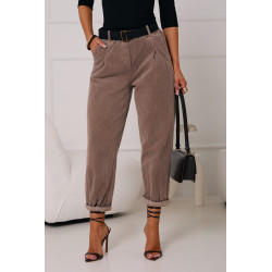 SZTRUKSOWE SPODNIE Z PASKIEM