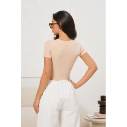 Dopasowana bluzka basic z krótkim rękawem | Hurtownia odzieży włoskiej