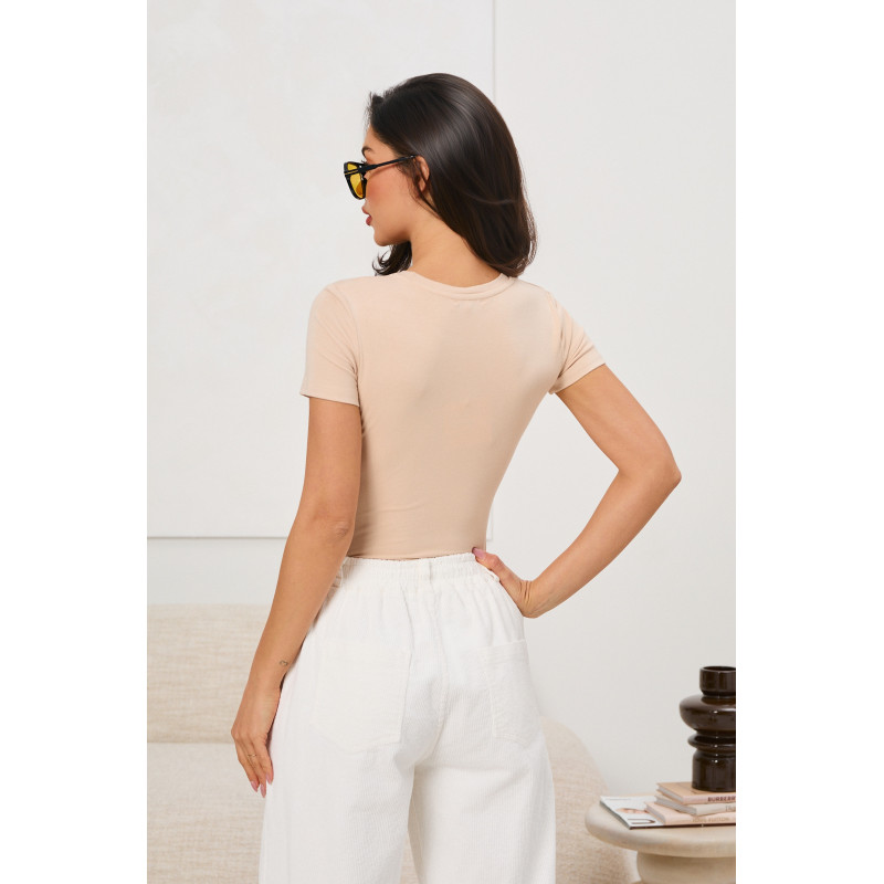 Dopasowana bluzka basic z krótkim rękawem | Hurtownia odzieży włoskiej