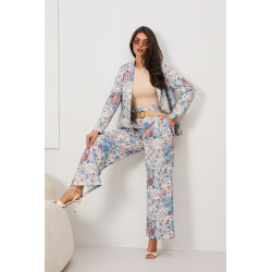 Spodnie typu palazzo w pastelowy kwiatowy wzór | Hurtownia odzieży damskiej do butiku