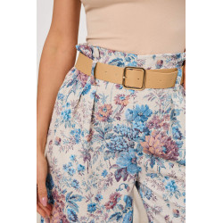 Spodnie typu palazzo w pastelowy kwiatowy wzór | Hurtownia odzieży damskiej do butiku