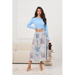 Spódnica midi w pastelowy kwiatowy wzór | Hurtownia online odzieży damskiej