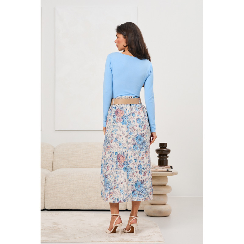 Spódnica midi w pastelowy kwiatowy wzór | Hurtownia online odzieży damskiej