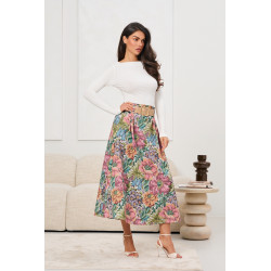 Kwiecista spódnica midi z wysokim stanem | Hurtownia online z Włoch