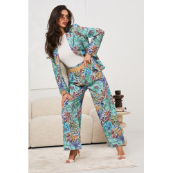 Kwiatowe spodnie typu palazzo z wysokim stanem | Hurtownia odzieży damskiej do butiku