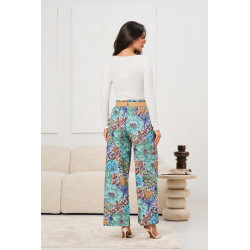 Kwiatowe spodnie typu palazzo z wysokim stanem | Hurtownia odzieży damskiej do butiku