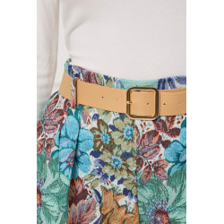 Kwiatowe spodnie palazzo z wysokim stanem