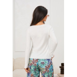 Sweter basic z gładkim wykończeniem dzianinowym | Hurtownia odzieży damskiej