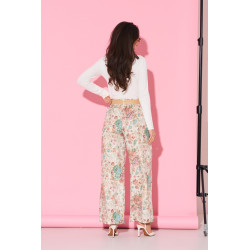 Spodnie w pastelowy wzór kwiatowy | Hurtownia online italiamoda.pl