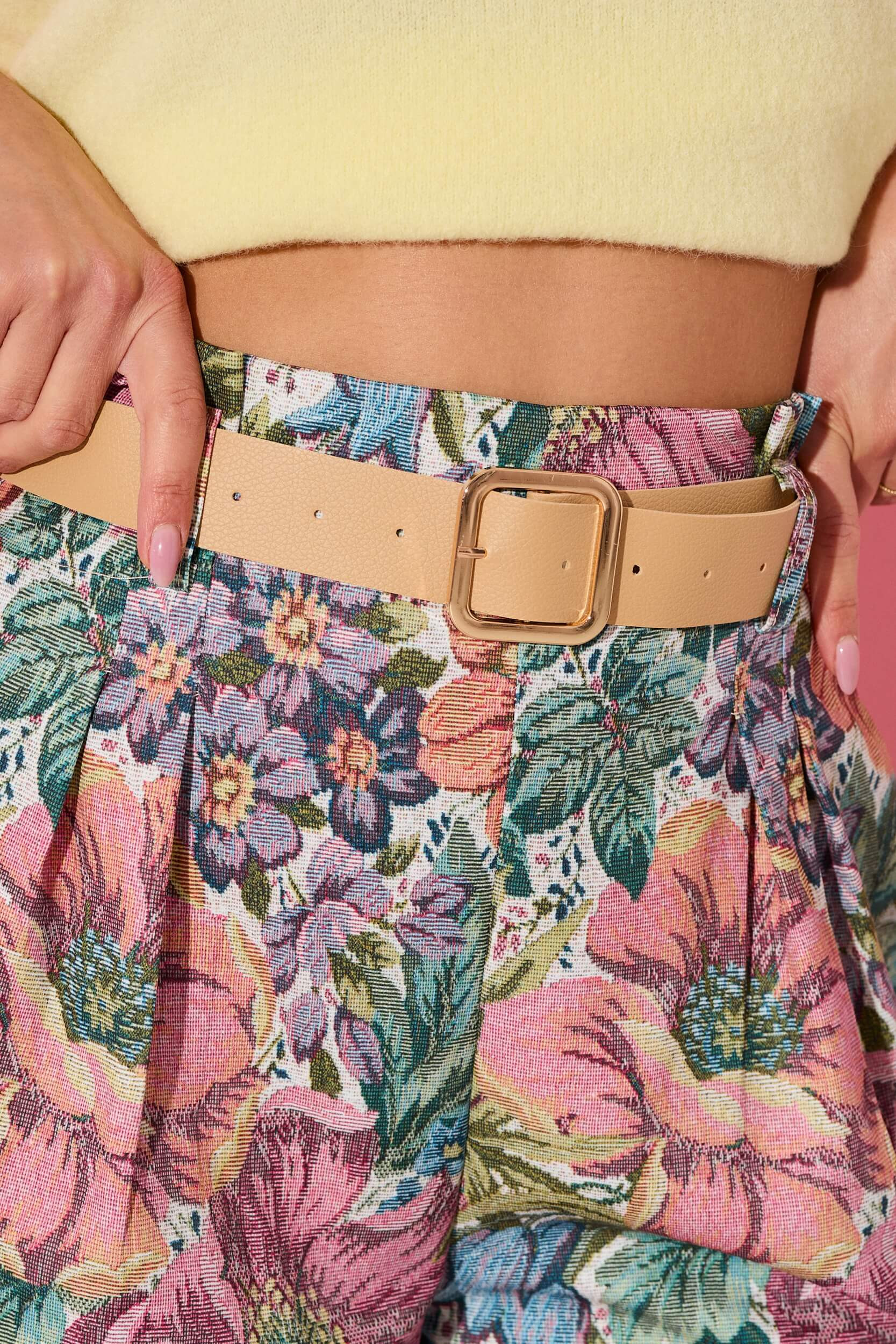 Kwieciste spodnie palazzo z wysokim stanem | Hurtownia odzieży damskiej do butiku