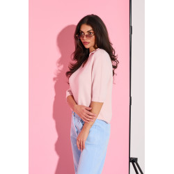 Sweter z kołnierzykiem polo i rękawem 3/4