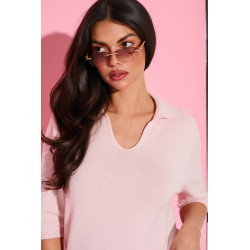 Sweter z kołnierzykiem polo i rękawem 3/4 | Hurt odzieży włoskiej online