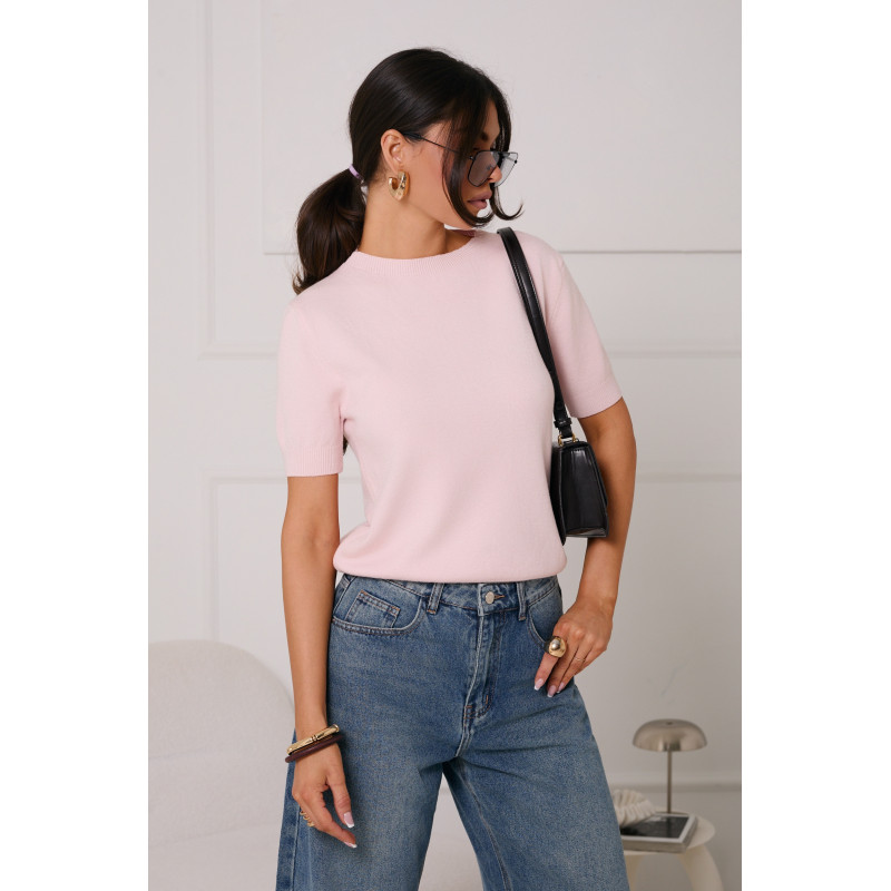 BASICOWY SWETER Z KRÓTKIM RĘKAWEM