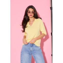 Sweter z kołnierzykiem polo i rękawem 3/4 | Hurt odzieży włoskiej online