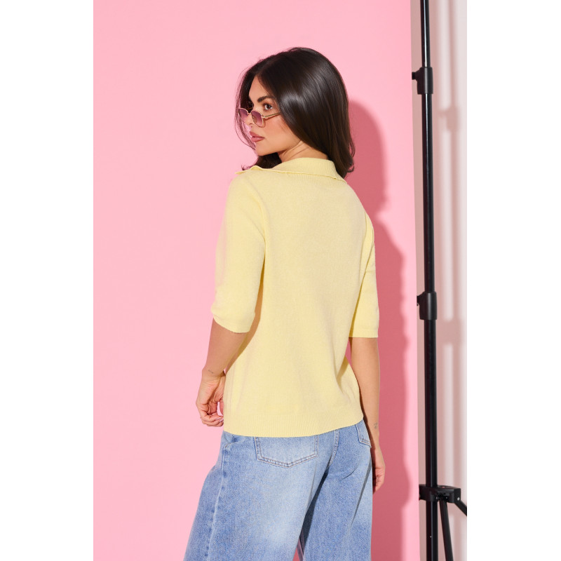 Sweter z kołnierzykiem polo i rękawem 3/4 | Hurt odzieży włoskiej online