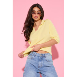 Sweter z kołnierzykiem polo i rękawem 3/4