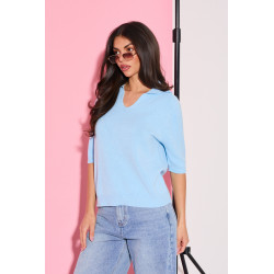 Sweter z kołnierzykiem polo i rękawem 3/4 | Hurt odzieży włoskiej online