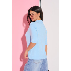 Sweter z kołnierzykiem polo i rękawem 3/4 | Hurt odzieży włoskiej online