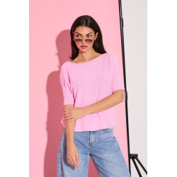 Sweter z krótkim rękawem wykończonym ściągaczem | Hurtownia odzieży włoskiej