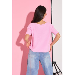 Sweter z krótkim rękawem wykończonym ściągaczem | Hurtownia odzieży włoskiej