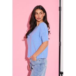 Sweter z krótkim rękawem wykończonym ściągaczem | Hurtownia odzieży włoskiej