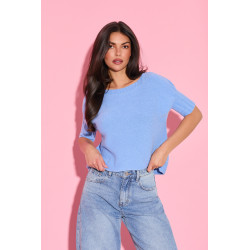 Sweter z krótkim rękawem wykończonym ściągaczem | Hurtownia odzieży włoskiej