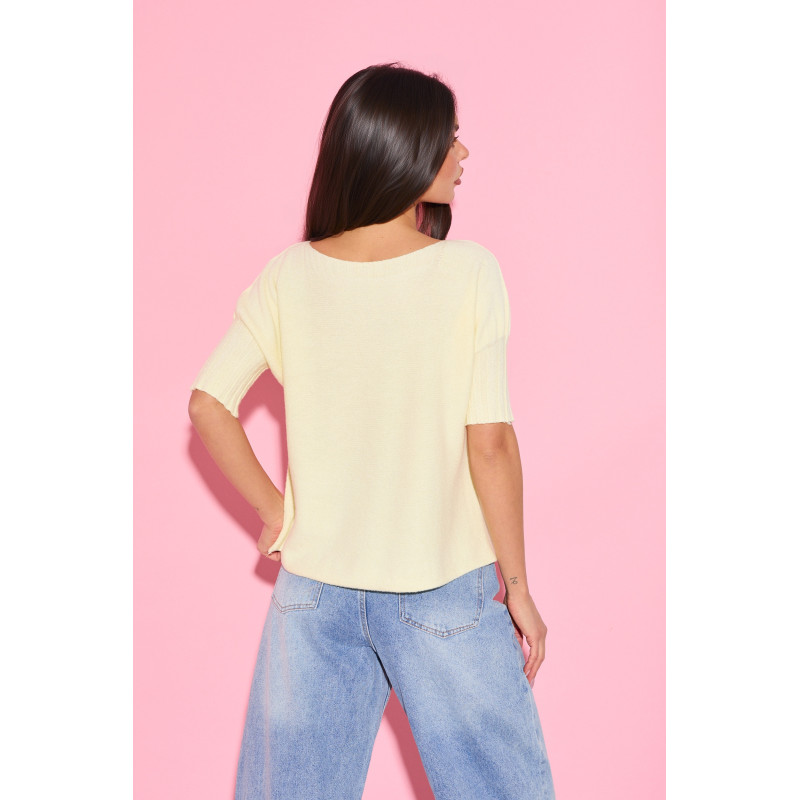 Sweter z krótkim rękawem wykończonym ściągaczem | Hurtownia odzieży włoskiej