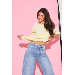 Sweter z krótkim rękawem wykończonym ściągaczem | Hurtownia odzieży włoskiej