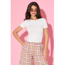 Dopasowana bluzka basic z krótkim rękawem | Hurtownia odzieży włoskiej
