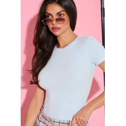 Dopasowana bluzka basic z krótkim rękawem | Hurtownia odzieży włoskiej
