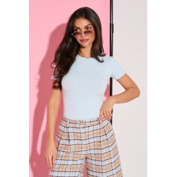 Dopasowana bluzka basic z krótkim rękawem | Hurtownia odzieży włoskiej