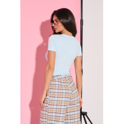 Dopasowana bluzka basic z krótkim rękawem | Hurtownia odzieży włoskiej