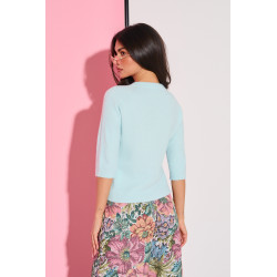 Dzianinowy sweter basic z rękawem 3/4 | Hurtownia odzieży damskiej Włochy